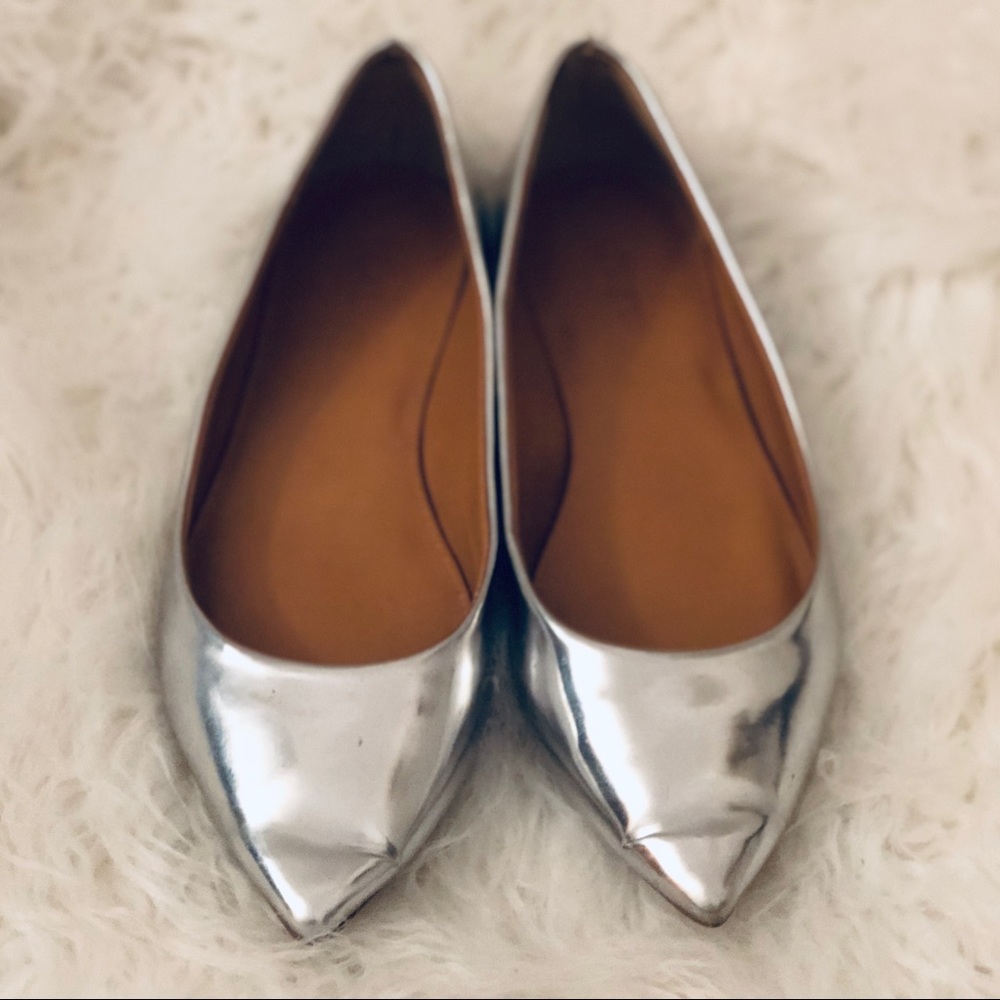 J.Crew Metallic Pointed Flatts